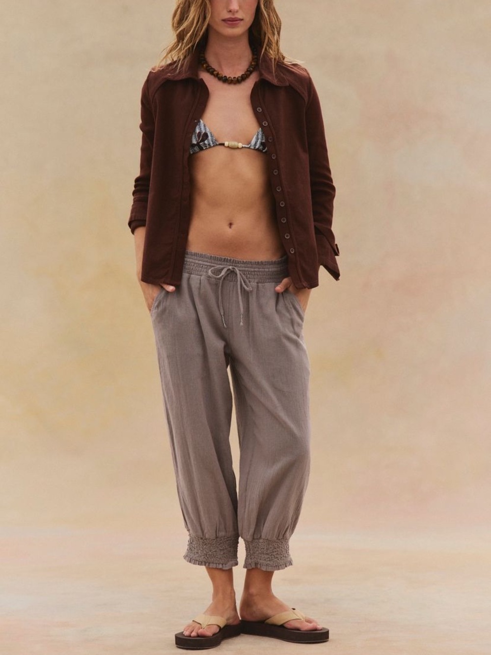 Free people Taye smocked cotton capris